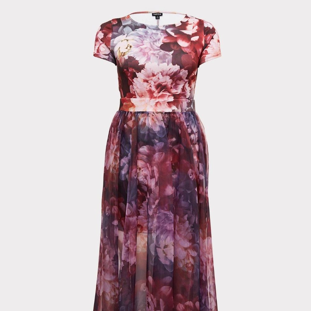 Torrid -  Special Occasion Multi Floral Scuba Knit Dress & Organza Formal Gown